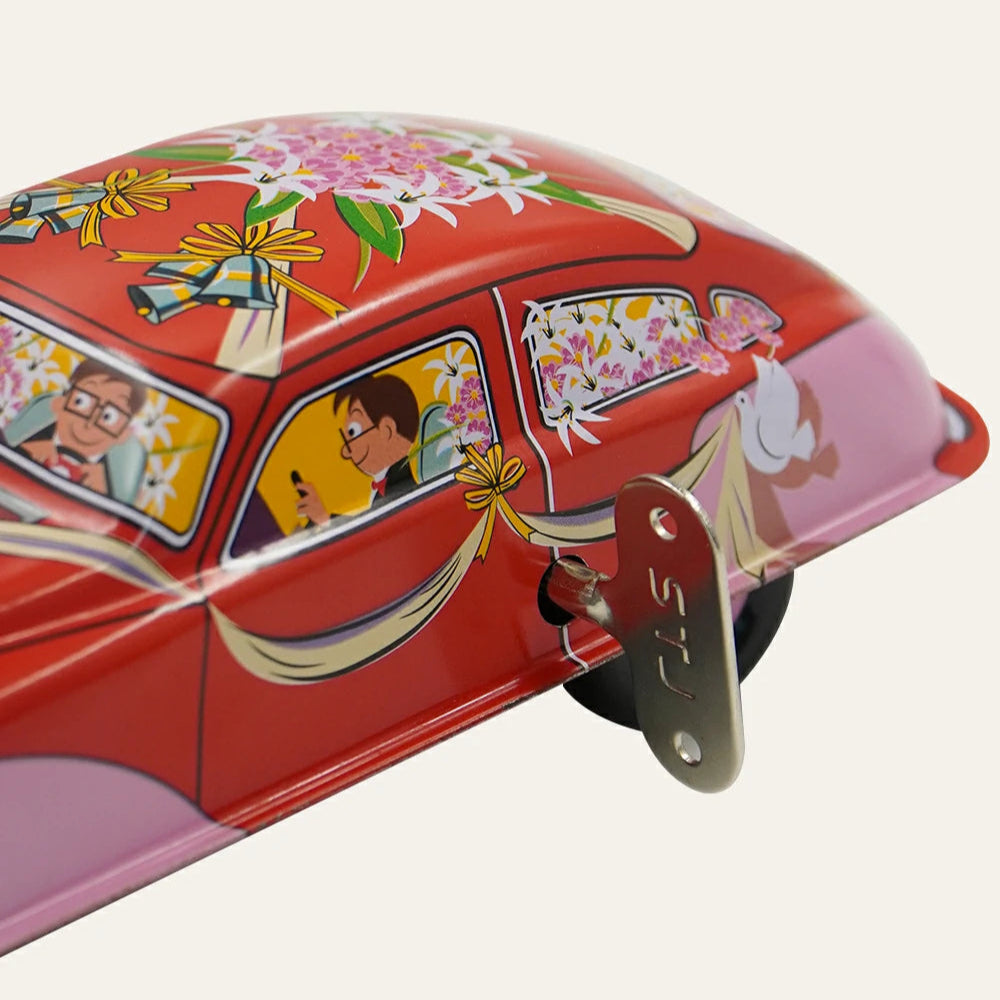 Vintage Red Wind-Up Tin Car Retro Collectible Toy Model Gift