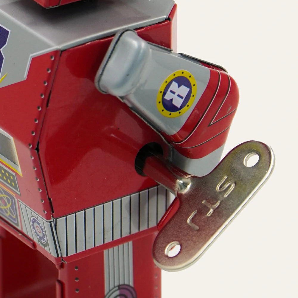 Vintage Red Tin Wind-Up Robot Collectible Adult Creative Gift