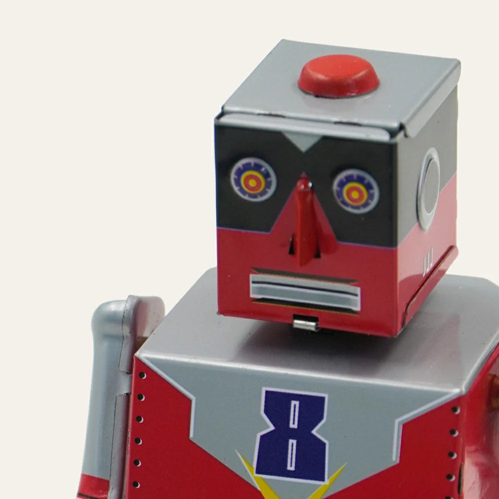 Vintage Red Tin Wind-Up Robot Collectible Adult Creative Gift