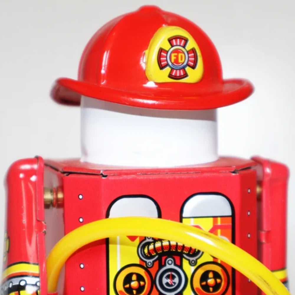 Vintage Fire Captain Tin Wind Up Robot Classic Collectible Gift for Adults
