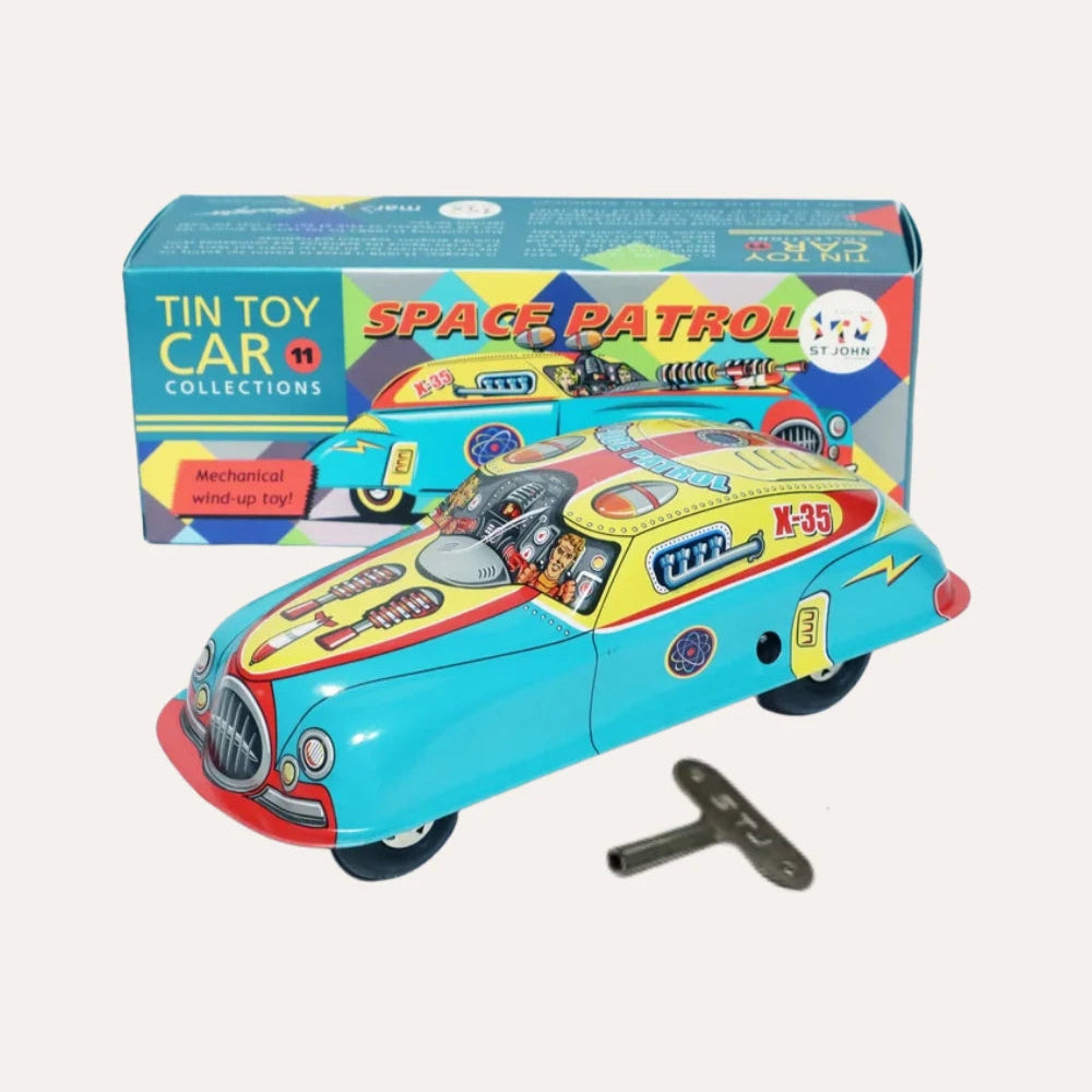 Classic Space Patrol Tin Wind Up Vehicle Retro Collectible Holiday Gift