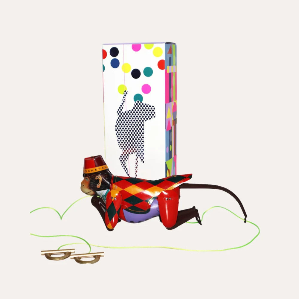 Vintage Tin Wind Up Climbing Monkey Retro Collectible Toy Gift Idea