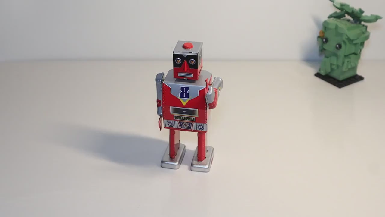 Vintage Red Tin Wind-Up Robot Collectible Adult Creative Gift