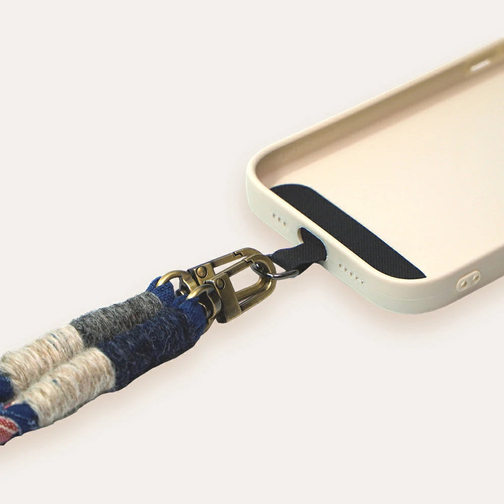 Handmade Blue Phone Lanyard with Plant Dye