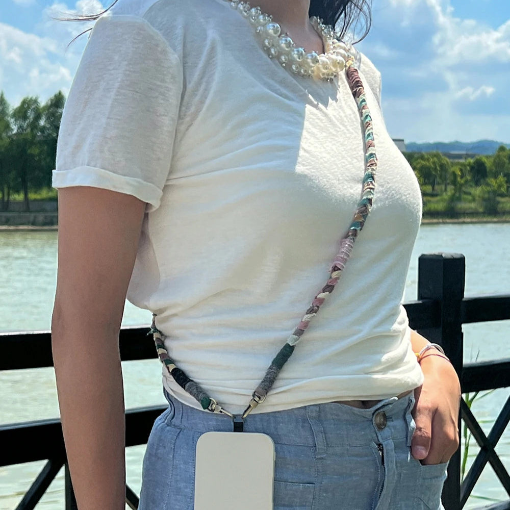 Eco-Friendly Handmade Pink Plant-Dyed Phone Lanyard