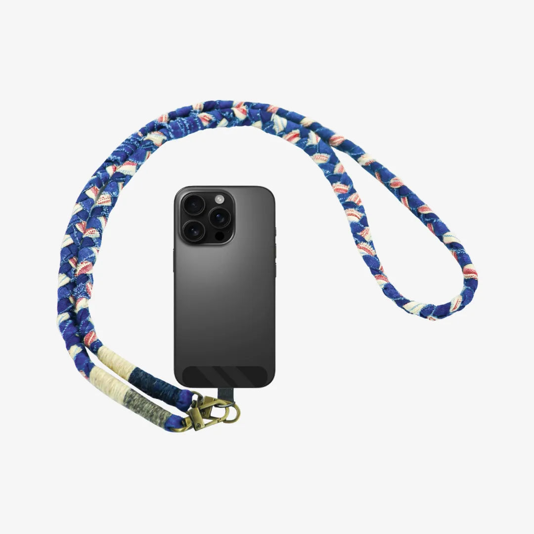 Handmade Blue Phone Lanyard with Plant Dye