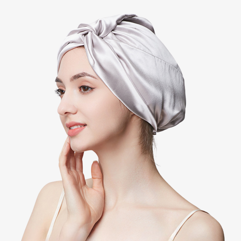 19 Momme 100% Mulberry Silk Sleep Cap – Double-Layer with Button Closure