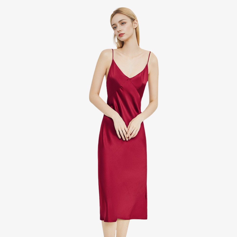 19 Momme 100% Mulberry Silk Mid-Length Camisole Nightgown