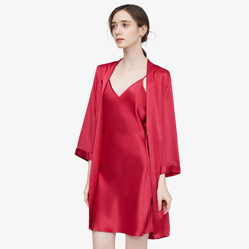 19 Momme 100% Mulberry Silk Nightdress & Robe Set