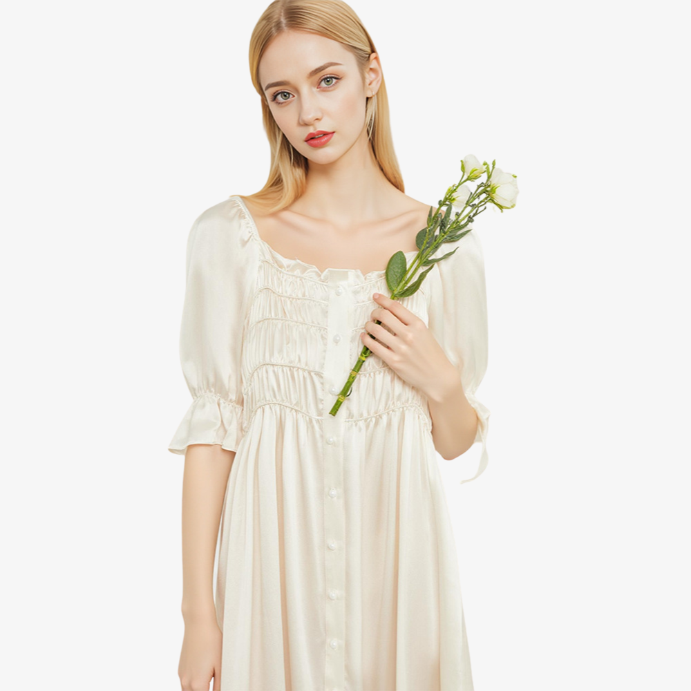 19 Momme 100% Mulberry Silk Vintage French-Style Nightdress