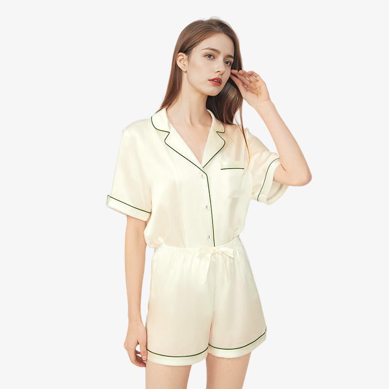 19 Momme 100% Mulberry Summer Silk Pajama Set (With Piping)