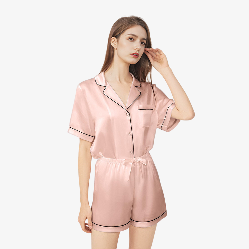 19 Momme 100% Mulberry Summer Silk Pajama Set (With Piping)