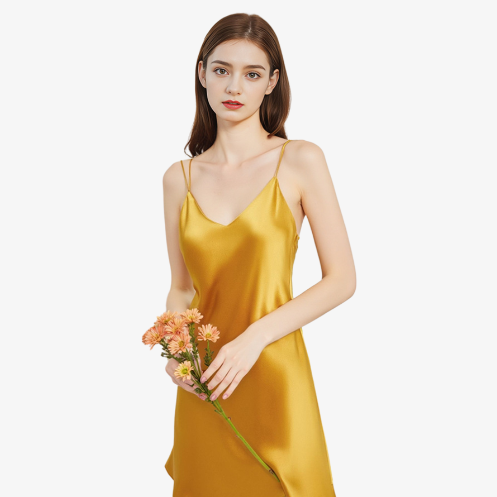 19 Momme 100% Mulberry Silk Backless Sexy Slip Nightgown