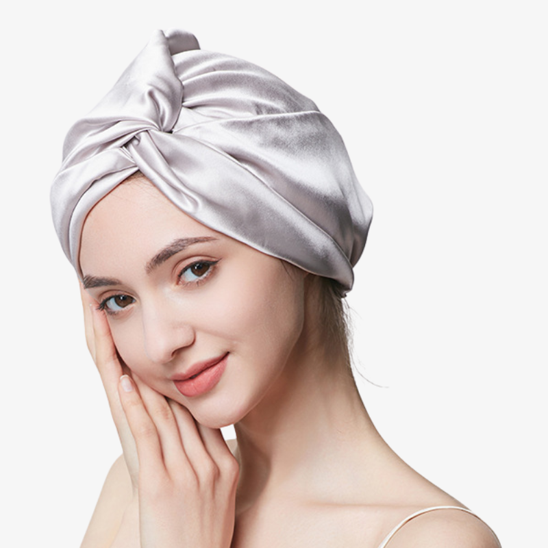 19 Momme 100% Mulberry Silk Sleep Cap – Double-Layer with Button Closure