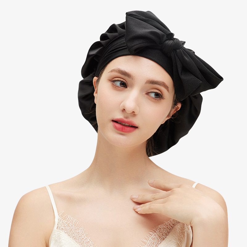 19 Momme 100% Mulberry Silk Sleep Cap – Double-Layer with Tie Strap