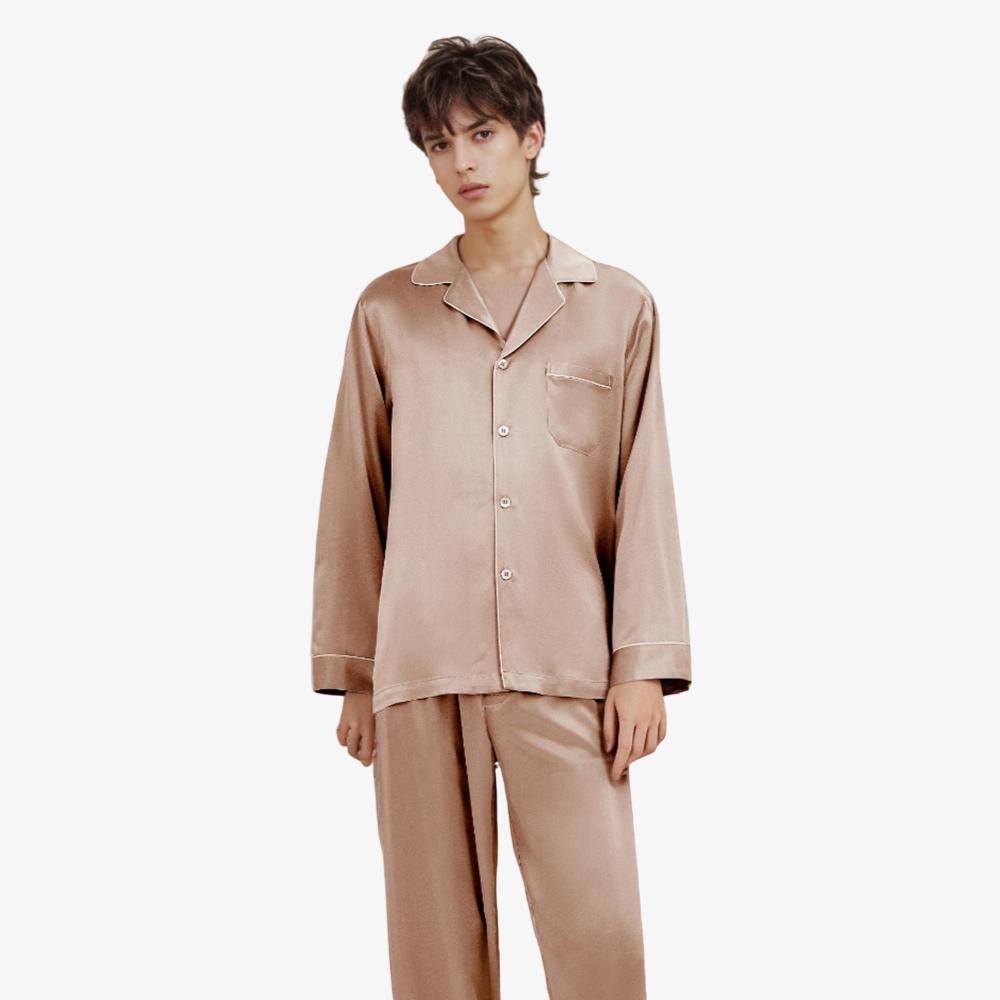 19 Momme 100% Mulberry Silk Men’s Long-Sleeve Pajama Set