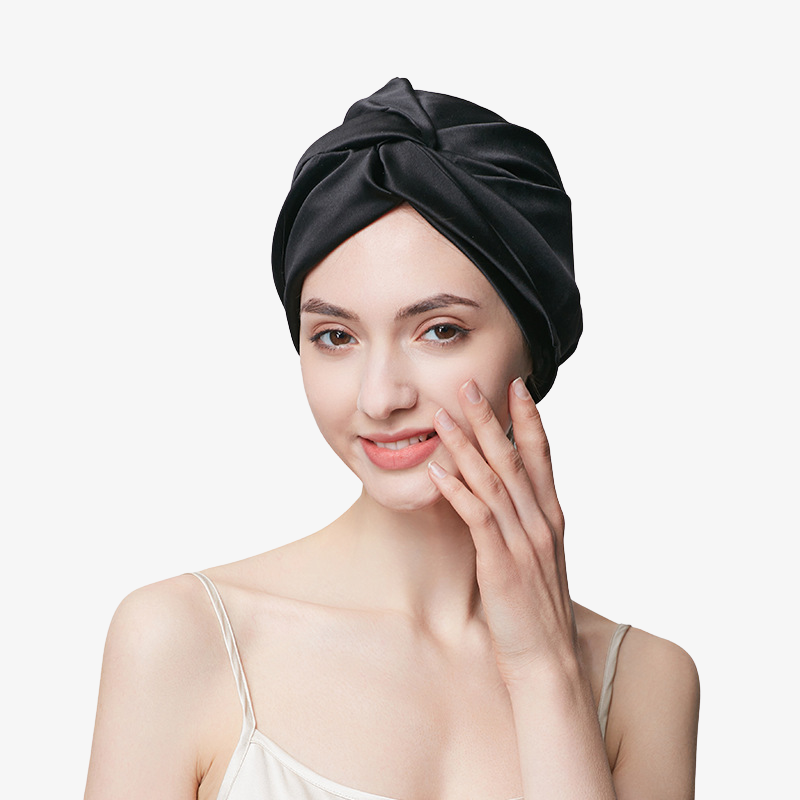 19 Momme 100% Mulberry Silk Sleep Cap – Double-Layer with Button Closure