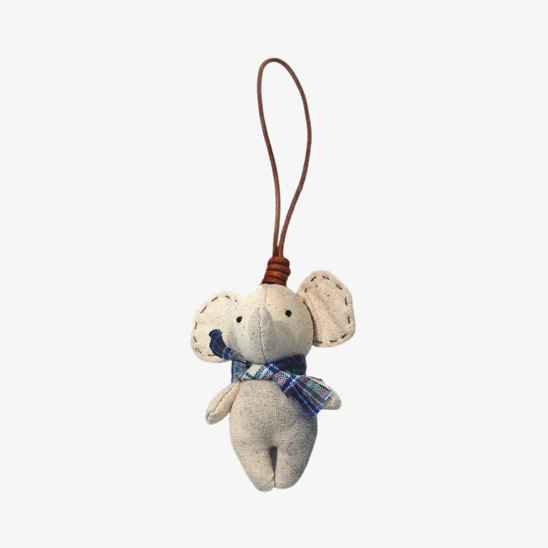 Handmade Cotton Linen Elephant Brooch Pendant