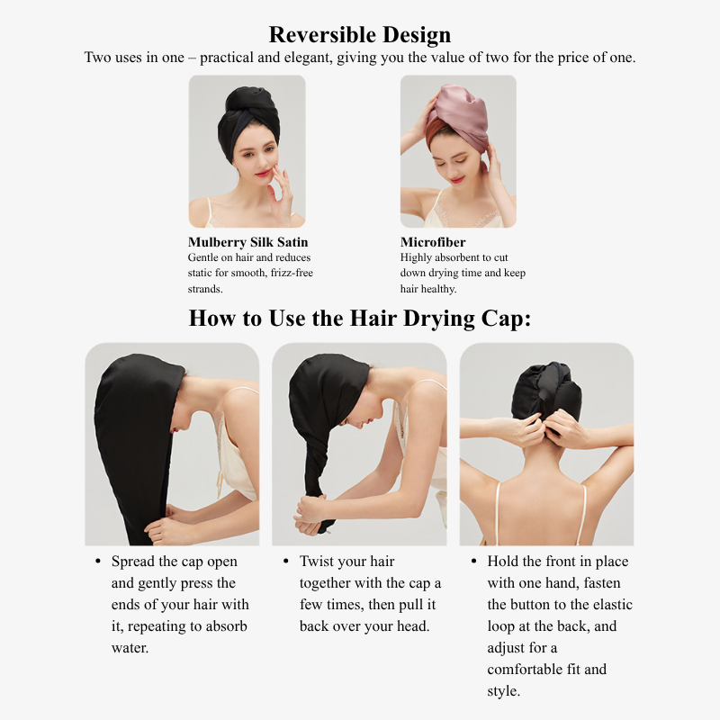 19 Momme 100% Mulberry Silk Hair Drying Cap