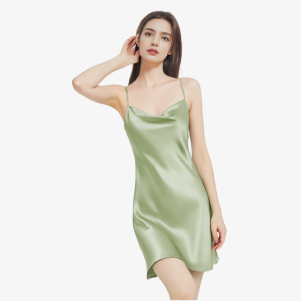 19 Momme 100% Mulberry Silk Cowl Neck Camisole Nightdress