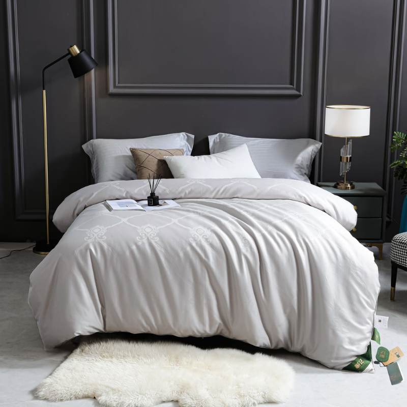 Gray 80s Cotton 100% Mulberry Silk Duvets