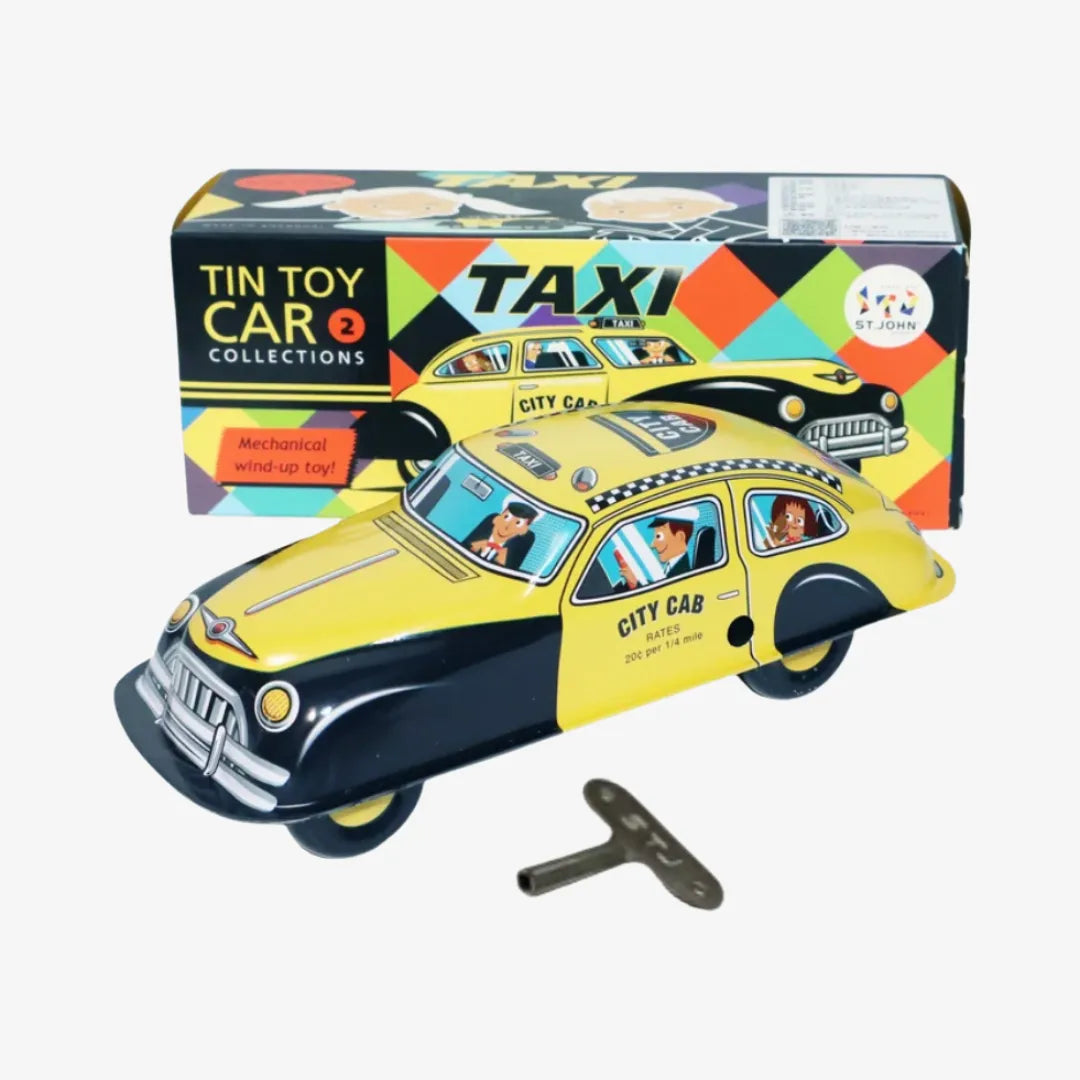 Vintage Collectible Taxi Tin Car Wind Up Toy Gift Idea for Holiday Season
