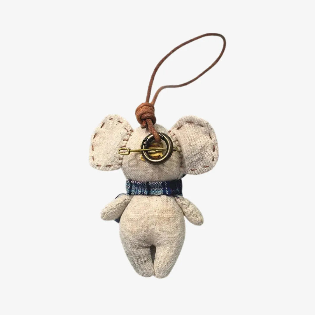 Handmade Cotton Linen Elephant Brooch Pendant