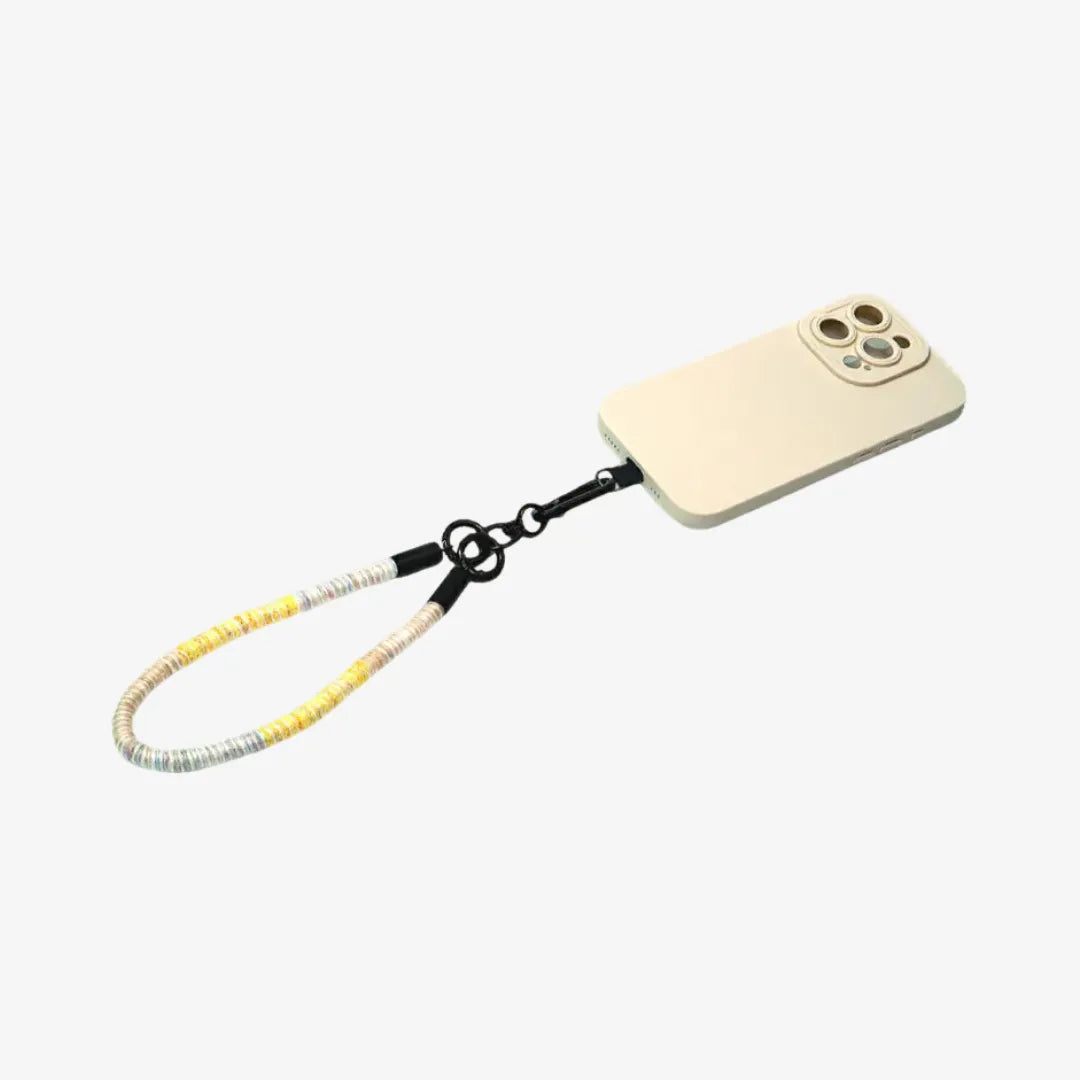 Handmade Lemon Yellow Tone Short Phone Strap