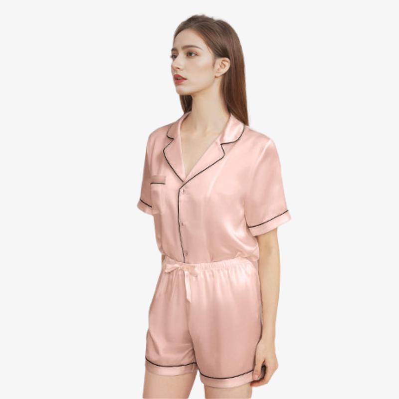 19 Momme 100% Mulberry Summer Silk Pajama Set (With Piping)