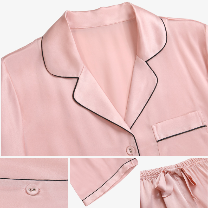 19 Momme 100% Mulberry Summer Silk Pajama Set (With Piping)