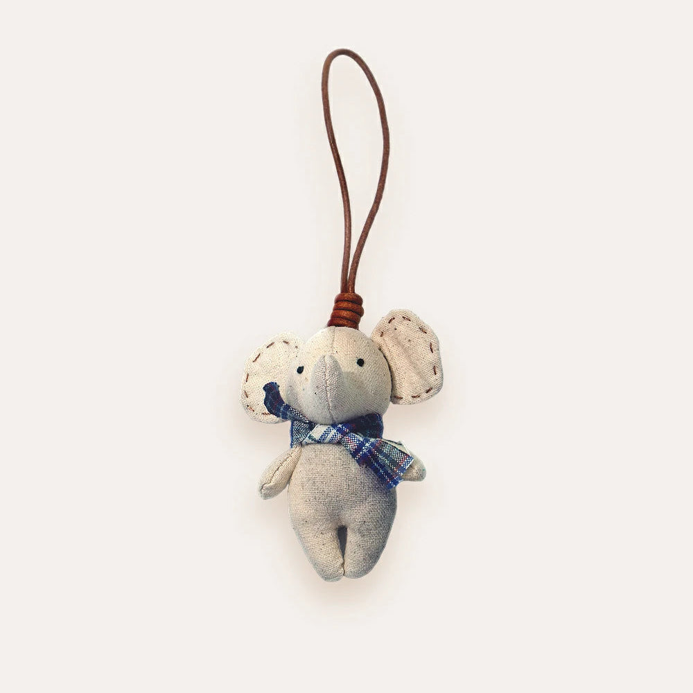 Handmade Cotton Linen Elephant Brooch Pendant