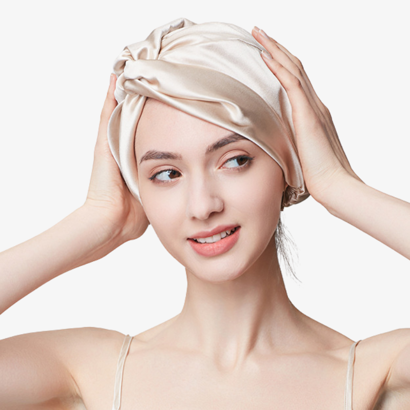 19 Momme 100% Mulberry Silk Sleep Cap – Double-Layer with Button Closure