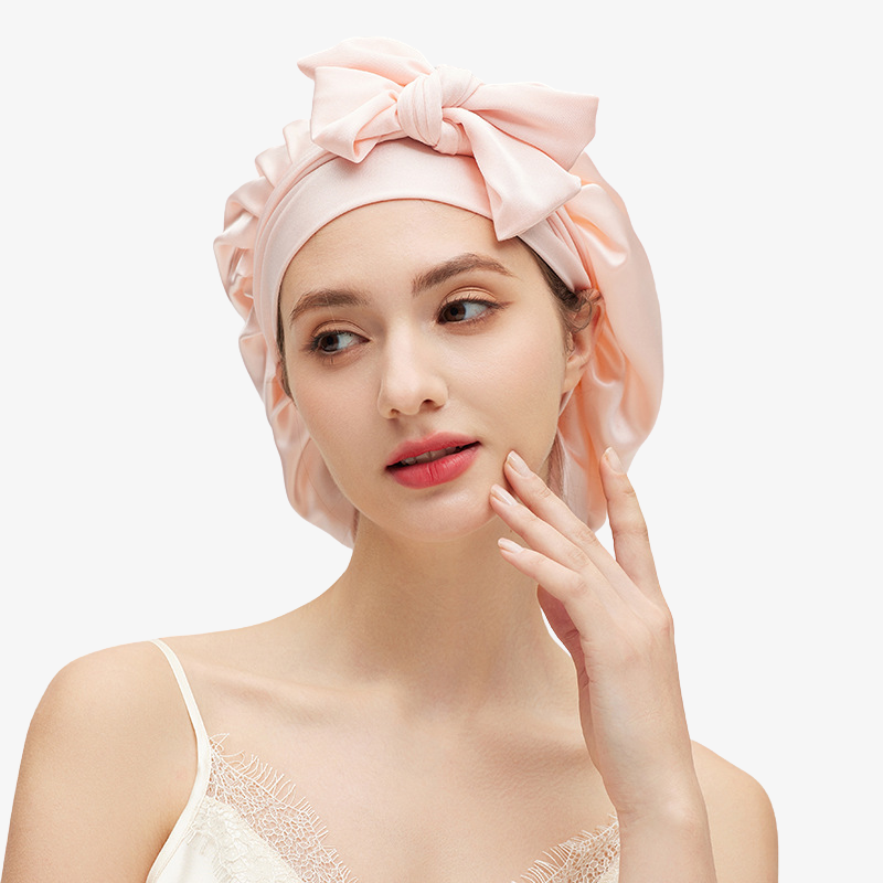 19 Momme 100% Mulberry Silk Sleep Cap – Double-Layer with Tie Strap