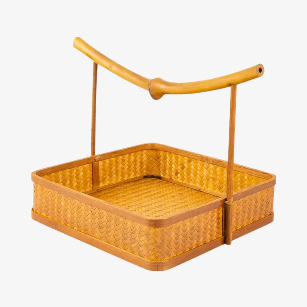 Handmade Bamboo Portable Square Storage Basket