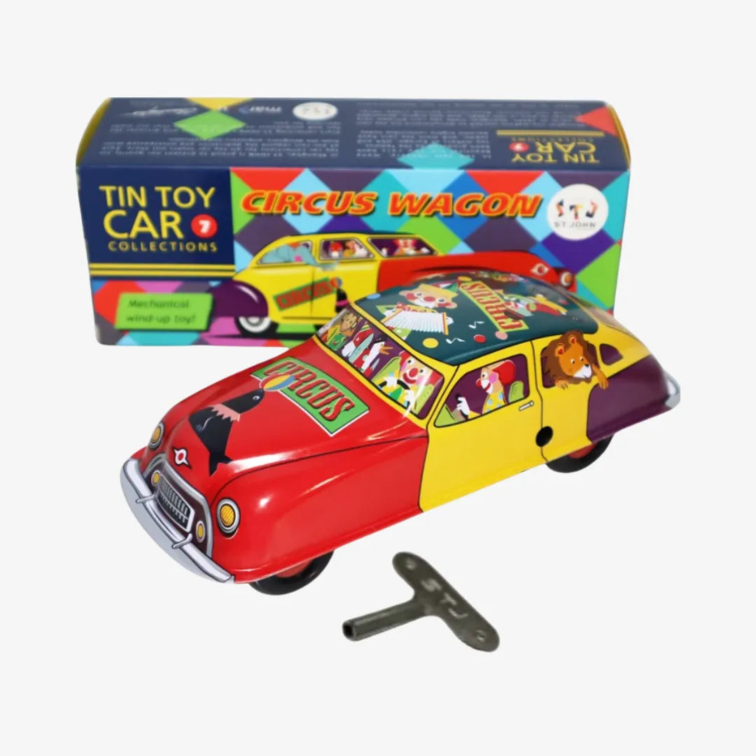 Circus Wagon Vintage Tin Car Wind Up Collectible Perfect for Holiday Giving