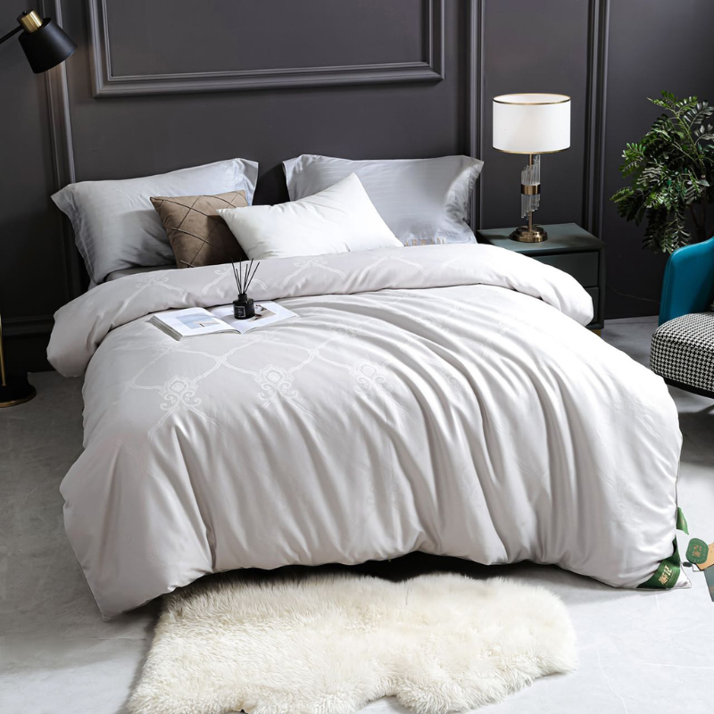 Gray 80s Cotton 100% Mulberry Silk Duvets