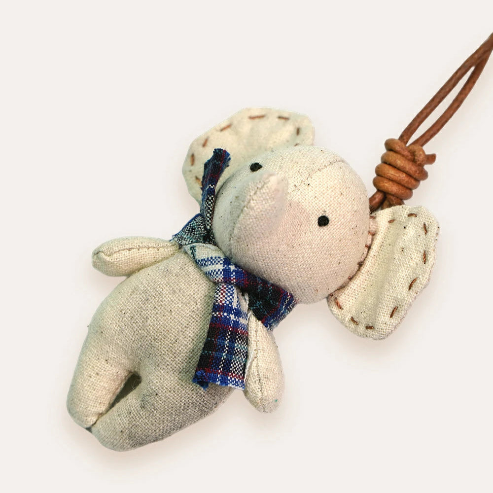 Handmade Cotton Linen Elephant Brooch Pendant