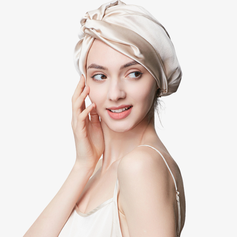 19 Momme 100% Mulberry Silk Sleep Cap – Double-Layer with Button Closure