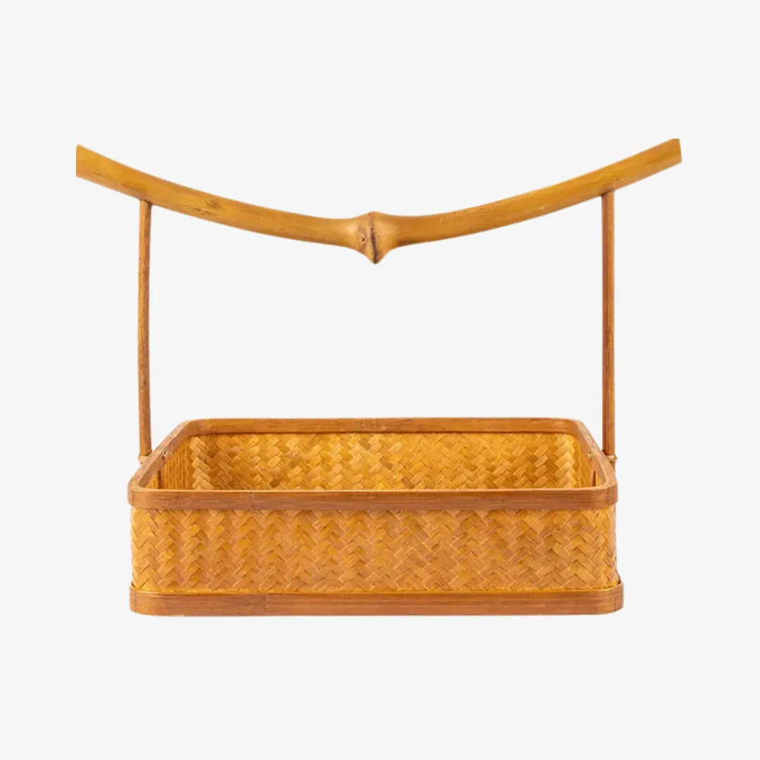 Handmade Bamboo Portable Square Storage Basket