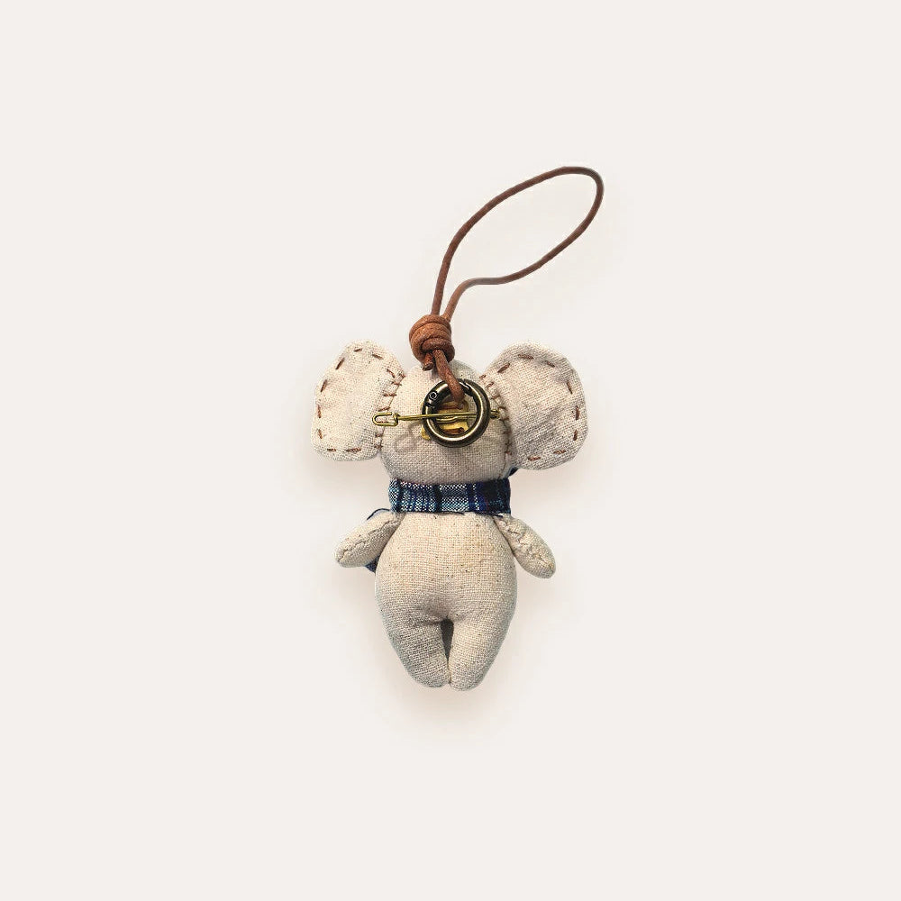 Handmade Cotton Linen Elephant Brooch Pendant