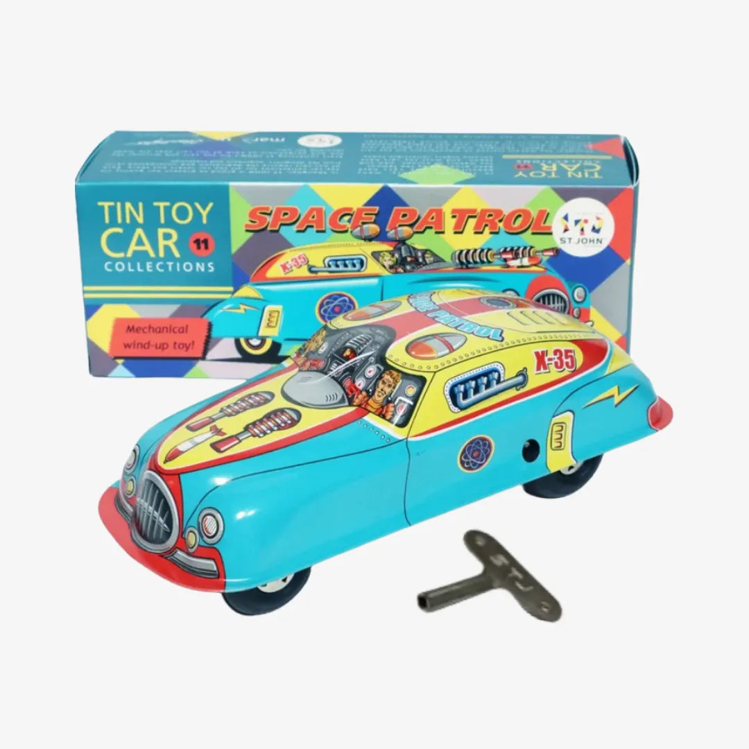Classic Space Patrol Tin Wind Up Vehicle Retro Collectible Holiday Gift