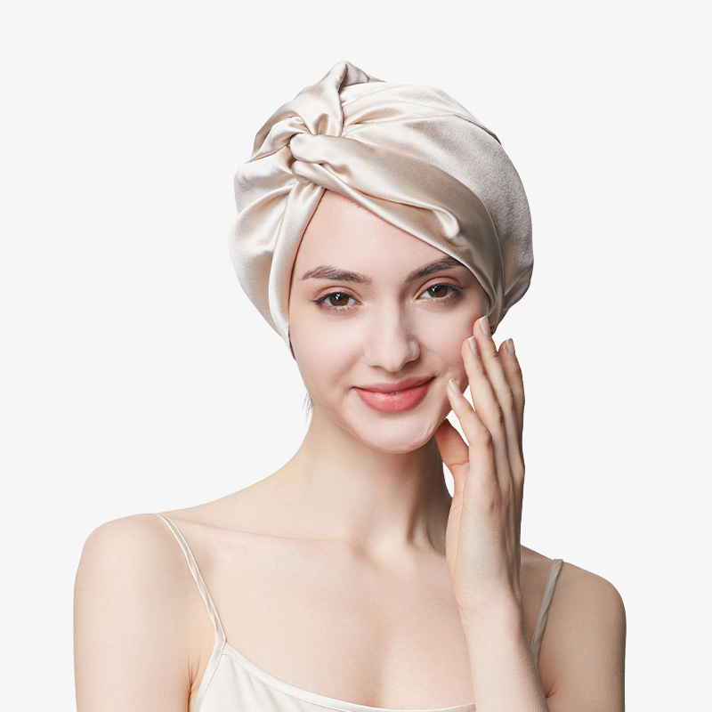 19 Momme 100% Mulberry Silk Sleep Cap – Double-Layer with Button Closure