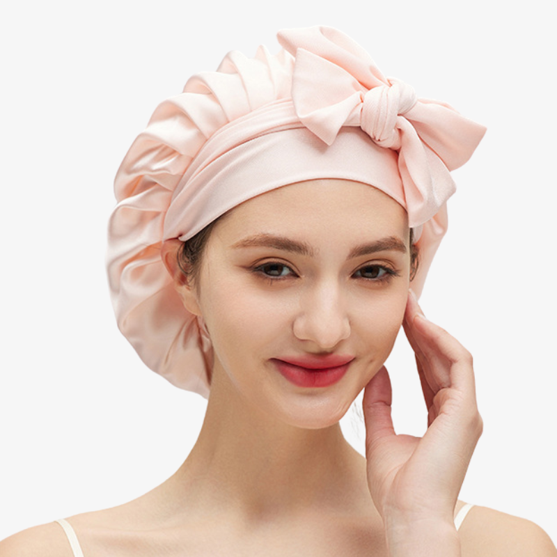 19 Momme 100% Mulberry Silk Sleep Cap – Double-Layer with Tie Strap