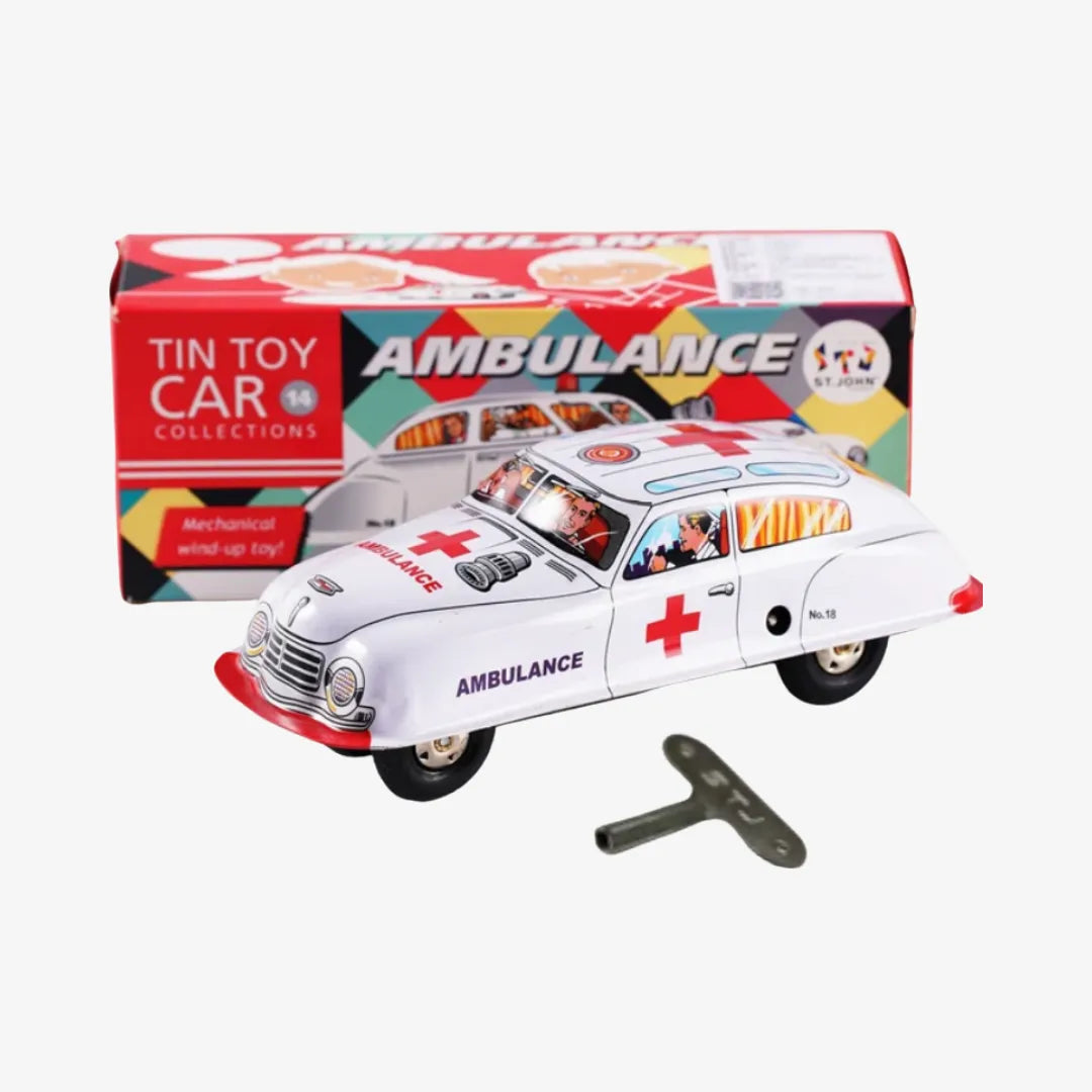 Retro Style Ambulance Tin Car Wind Up Classic Collectible Gift Idea