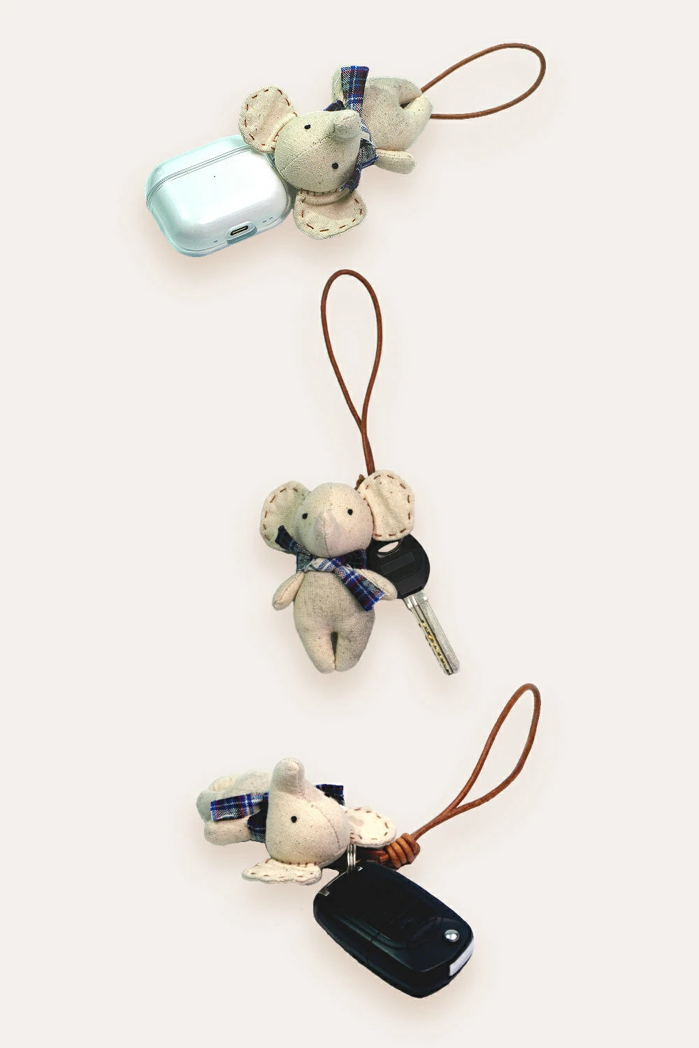 Handmade Cotton Linen Elephant Brooch Pendant