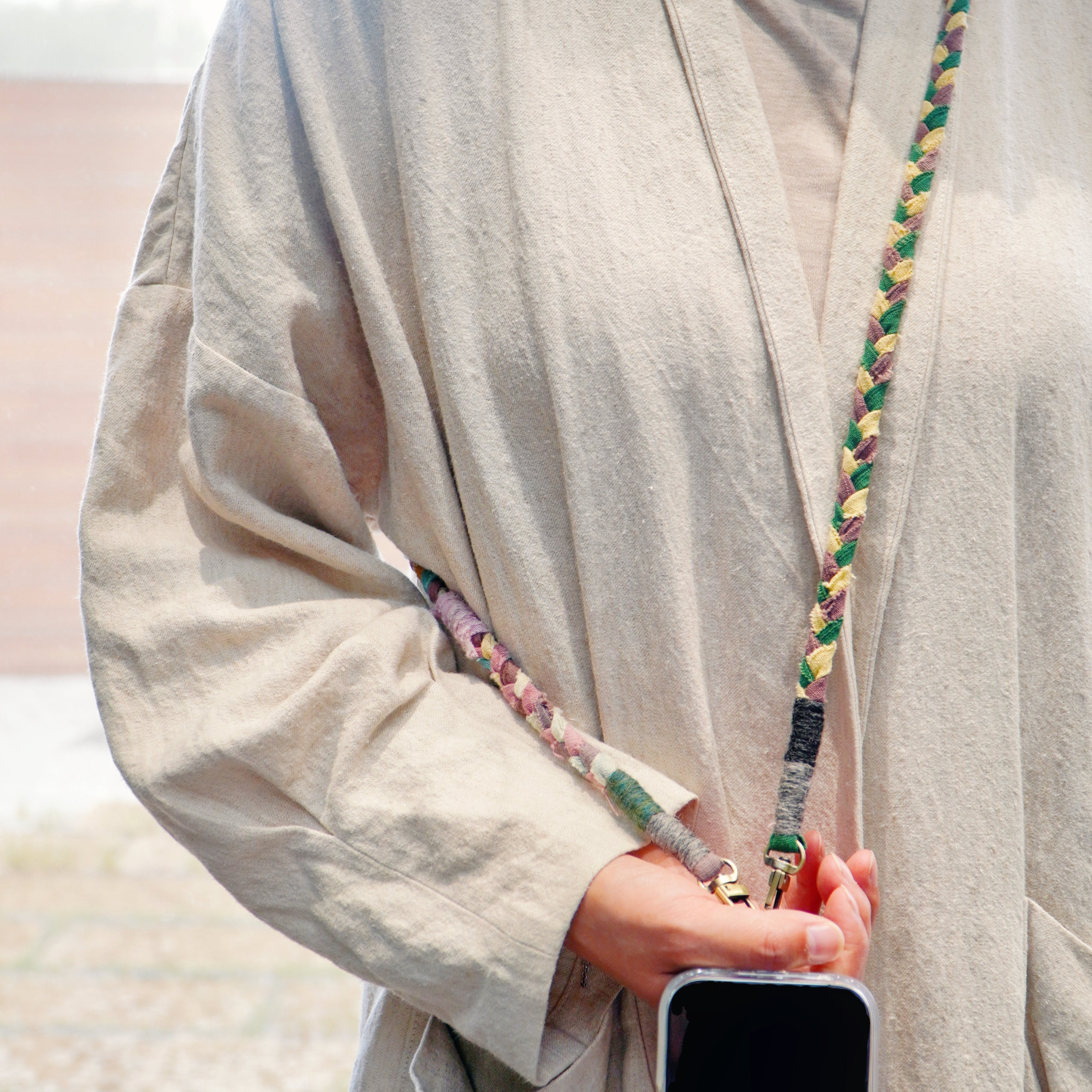 Handmade Brown Green Phone Lanyard
