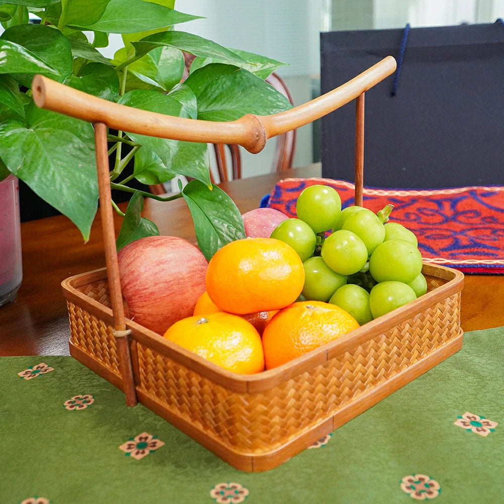 Handmade Bamboo Portable Square Storage Basket