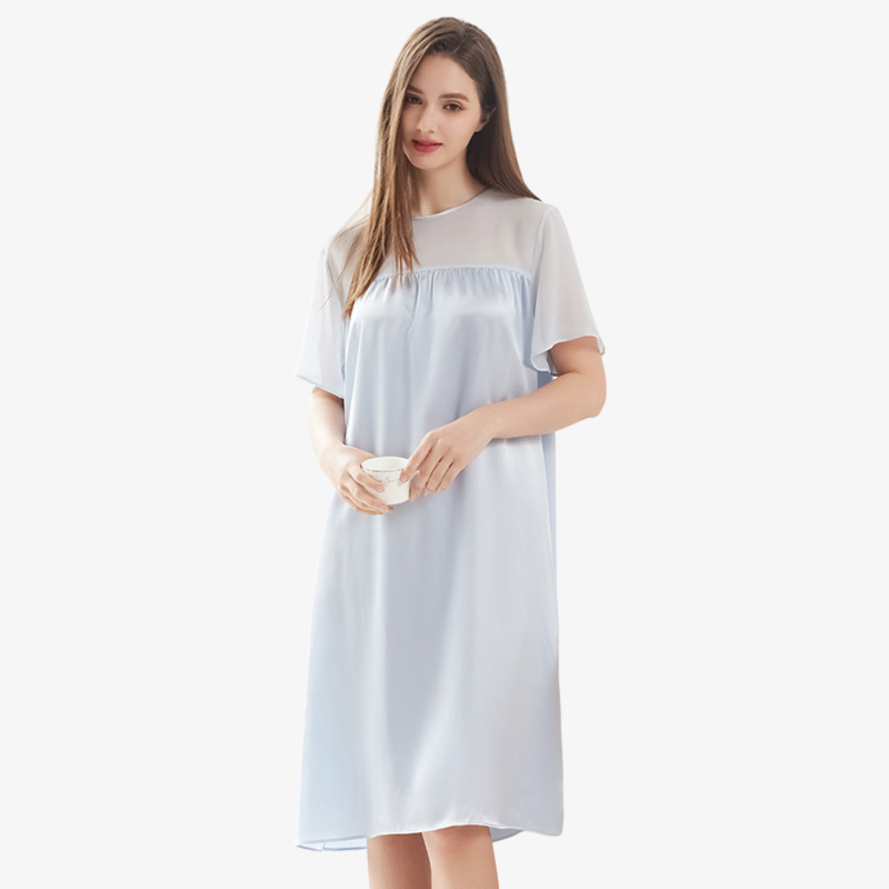 19 Momme 100% Mulberry Silk Panelled Long Nightgown