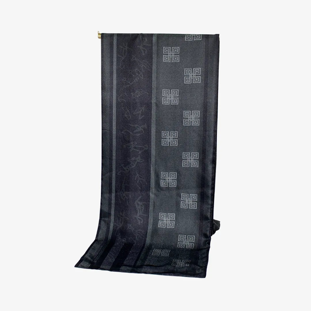 100% Mulberry Silk ‘Oracle Bone Gray’ Long Scarf
