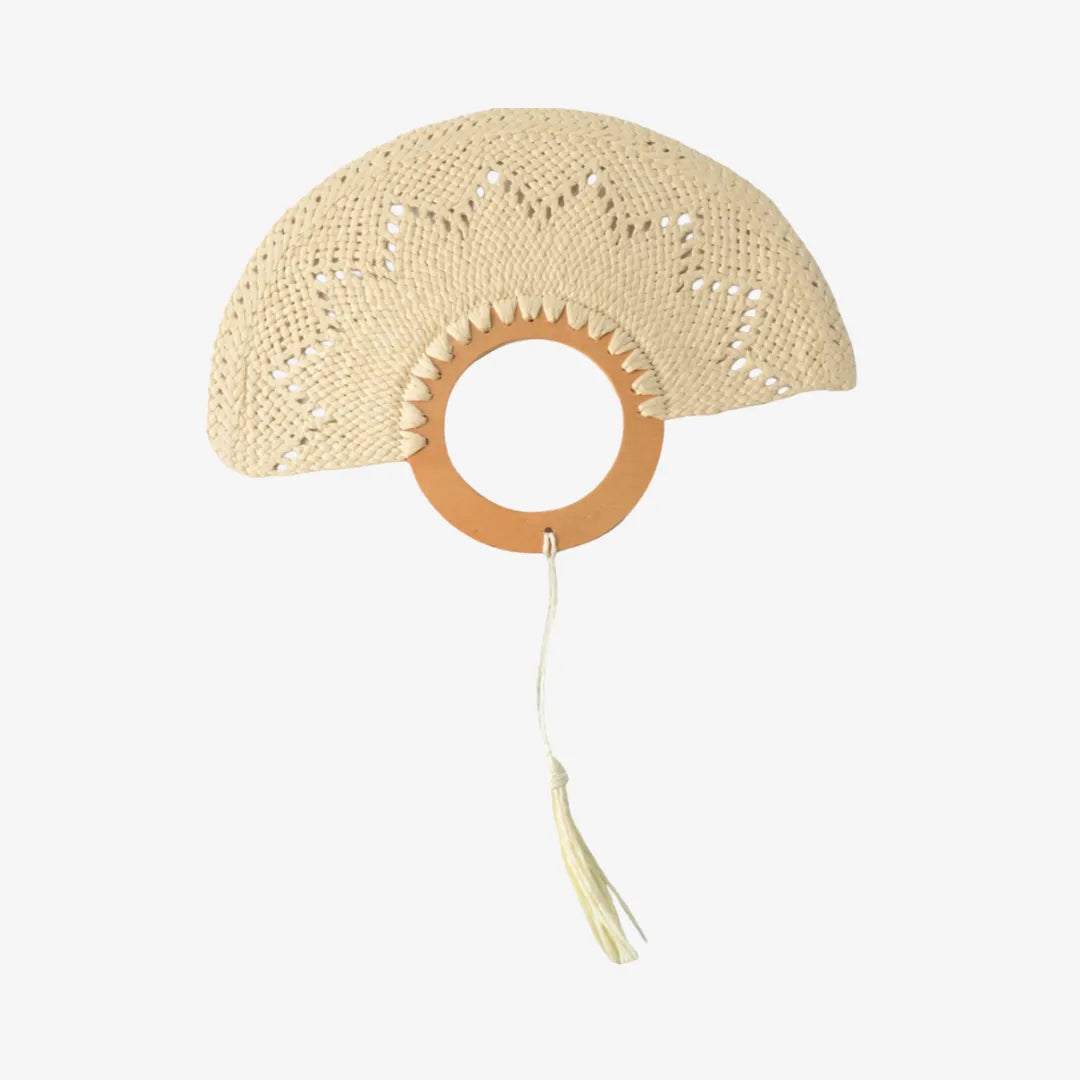 Natural Bamboo Raffia Hand Fan Summer Cooling Fan Wedding Favor